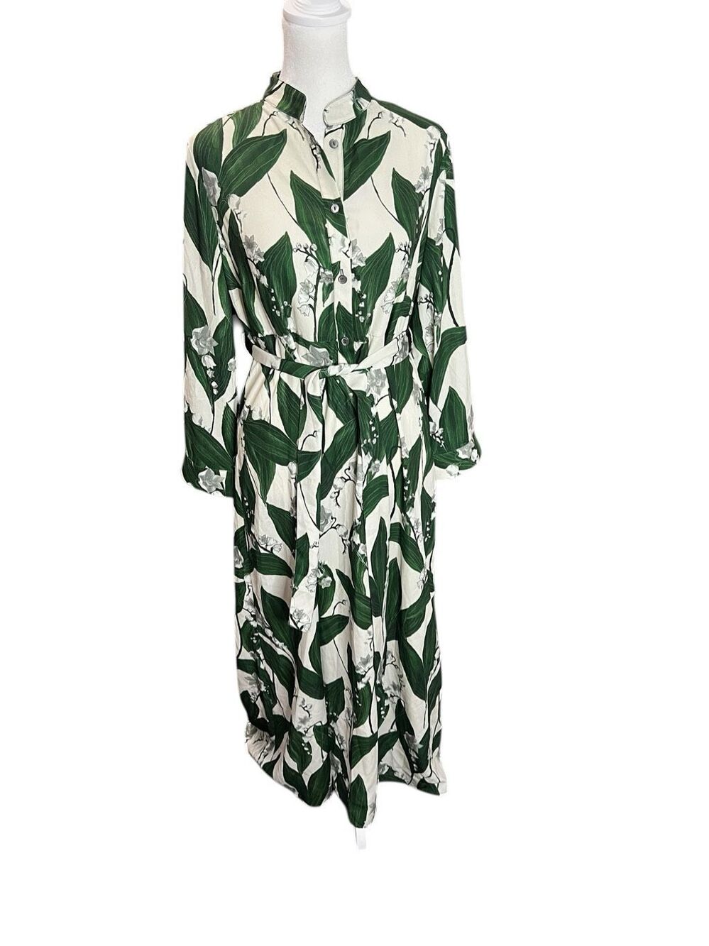 Pietro Brunelli Milano Maternity Midi Shirt Dress Green Botanical NWT XS